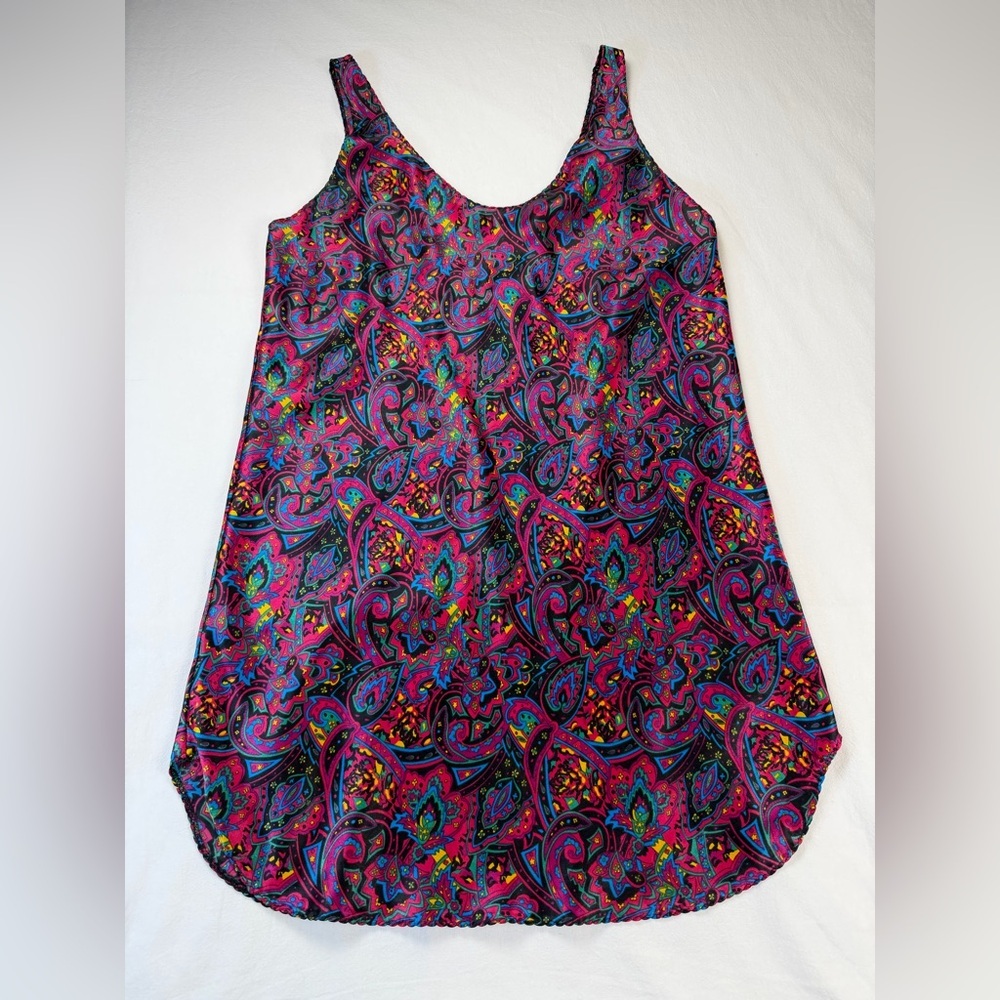 Vintage 90’s Erika Taylor Satin Paisley Nightgown Dress Size Medium